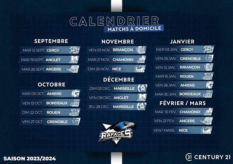 Calendrier Magnus Les Rapaces de Gap