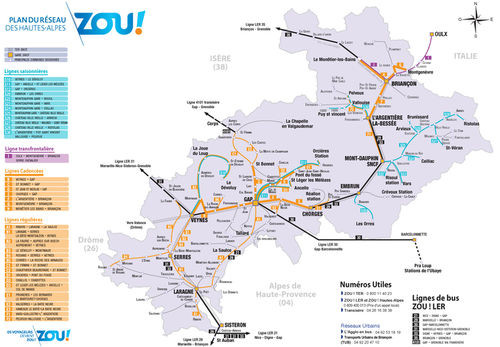 Plan des lignes de bus Hautes-Alpes